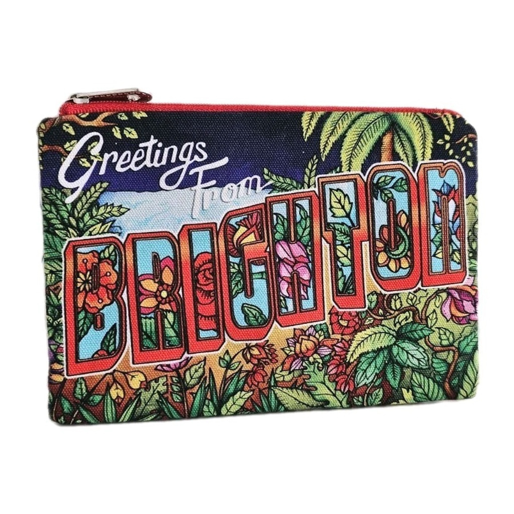 Brighton Greetings From Brighton Floral Cosmetic Makeup Travel Pouch Zipper Bag